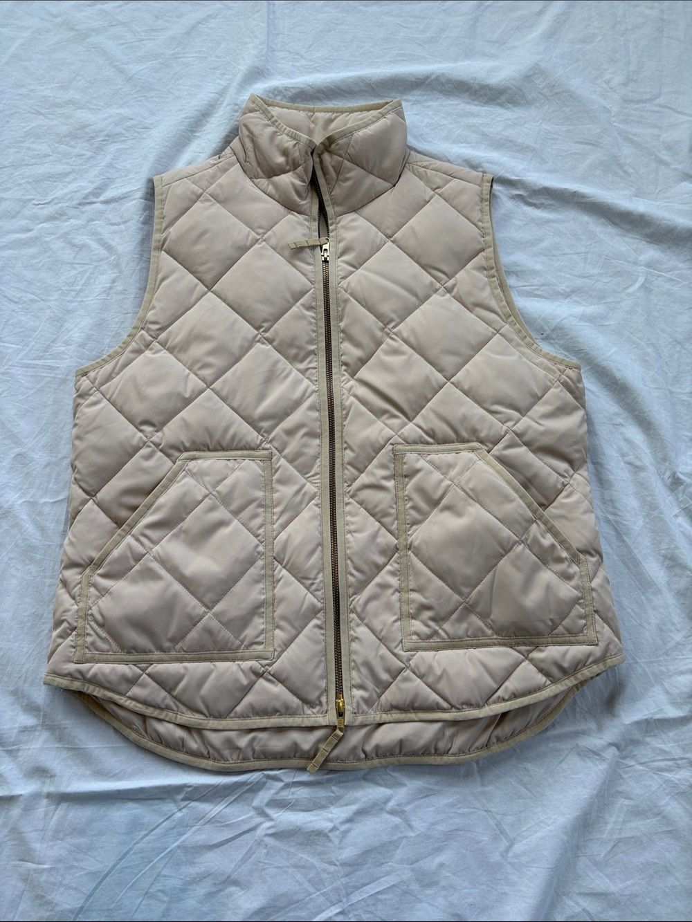 J. Crew Quilted Down Puffer Vest in Cream Beige Womens Large